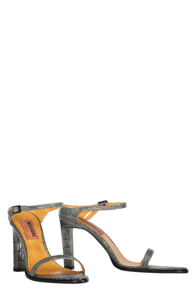 Shop Missoni Leather Mules In Grey