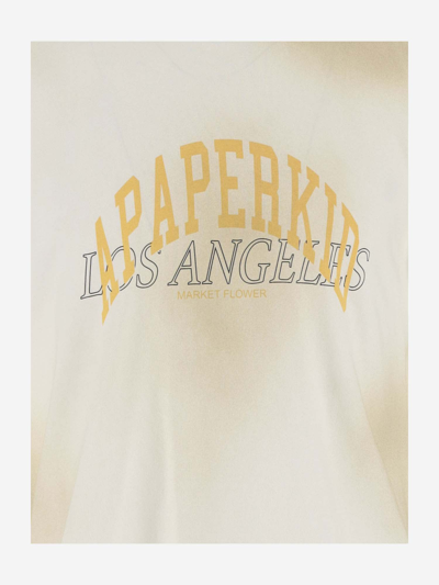 Shop A Paper Kid Cotton T-shirt With Logo In Crema/cream