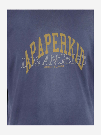 Shop A Paper Kid Cotton T-shirt With Logo In Blu/blue