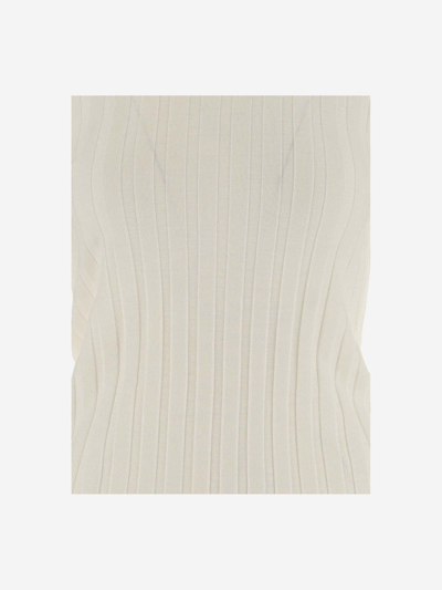 Shop Allude Ribbed Wool Pullover In White