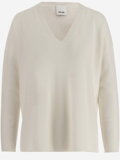Shop Allude Cashmere Pullover In White
