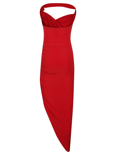 Shop Norma Kamali Cayla Side Drape Dress In Tiger Red
