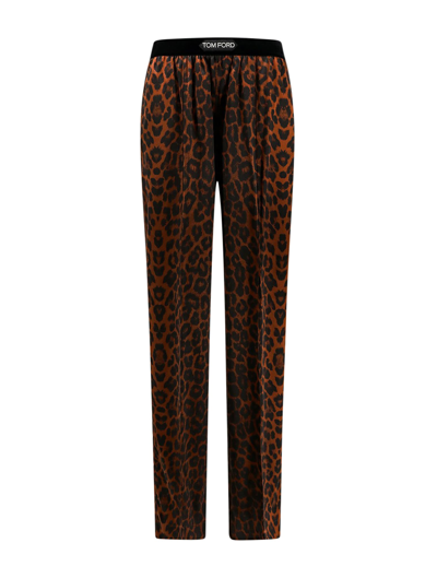Shop Tom Ford Reflected Leopard Print On Stretch Silk Satin Pj Pants In Xcabl Camel