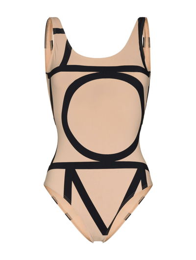 Shop Totême Monogram Swimsuit In Monogram Print