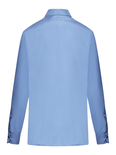 Shop Tom Ford Fluid Viscose Silk Twill Shirt In Stone Blue