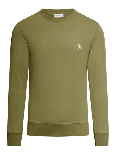 Shop Maison Kitsuné Chillax Patch Regular Sweatshirt In Military Green