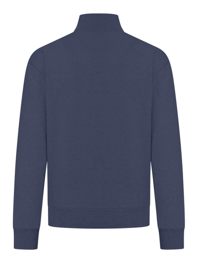 Shop Maison Kitsuné Fox Head Patch Comfort Half Zip Sweatshirt In Ink Blue