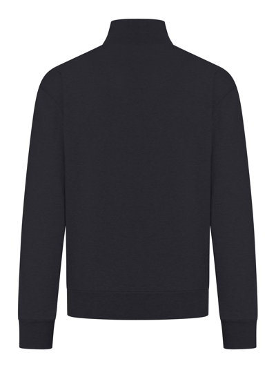 Shop Maison Kitsuné Fox Head Patch Comfort Half Zip Sweatshirt In Black