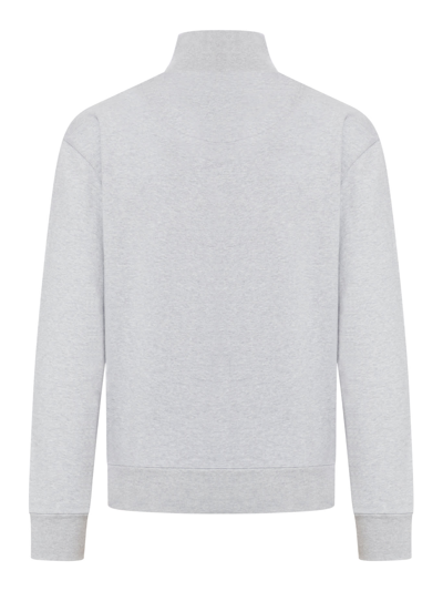 Shop Maison Kitsuné Fox Head Patch Comfort Half Zip Sweatshirt In Light Grey Melange