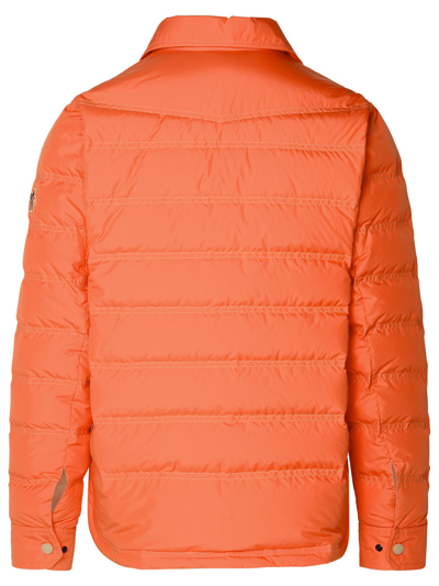 Shop Moncler Lavachey Orange Polyester Down Jacket