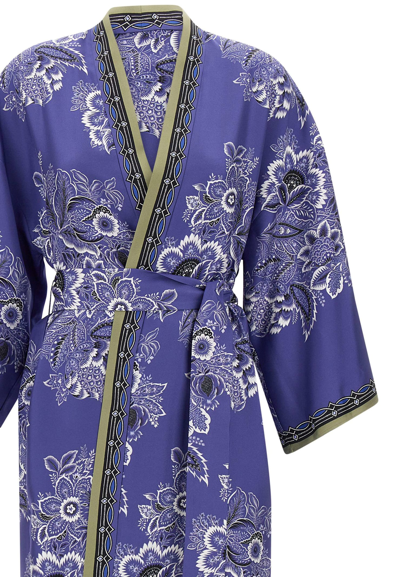 Shop Etro Kimono Twill Silk In Blue