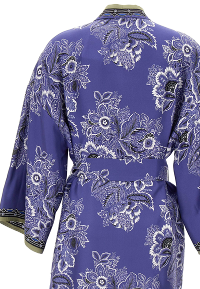 Shop Etro Kimono Twill Silk In Blue