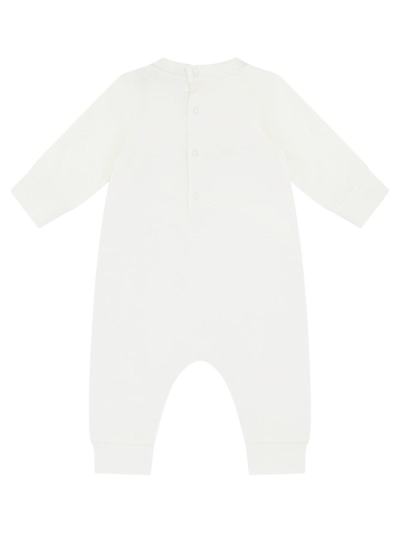 Shop Moncler Logo-printed Long Sleeved Rompers In White
