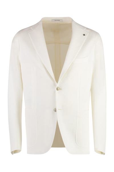 Shop Tagliatore Single-breasted Cotton Blazer In White