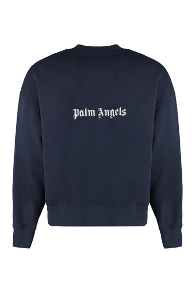 Shop Palm Angels Cotton Crew-neck Sweatshirt In Blue