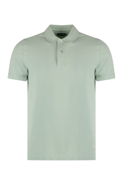 Shop Tom Ford Short Sleeve Cotton Polo Shirt In Green