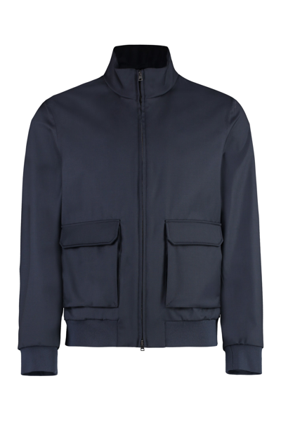 Shop Herno Wool Zipped Jacket In Blue