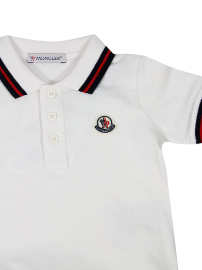 Shop Moncler Complete With Short Sleeve Polo Shirt And Shorts With Elastic Waist In White