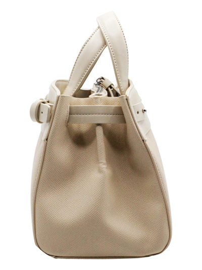 Shop Armani Collezioni Eco-leather Bag With Double Compartment And Central Pocket Closed With Zip And Equipped With Shoulde In Beige