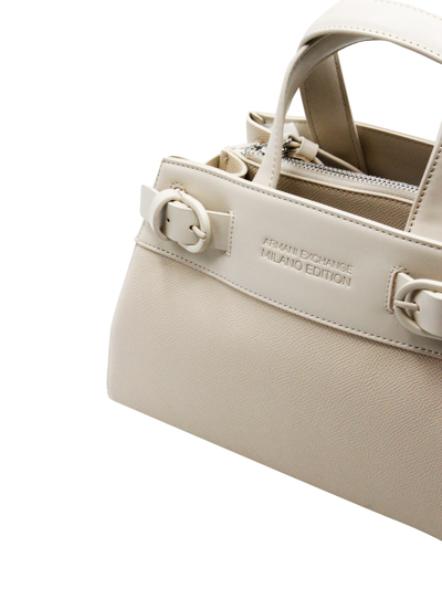 Shop Armani Collezioni Eco-leather Bag With Double Compartment And Central Pocket Closed With Zip And Equipped With Shoulde In Beige