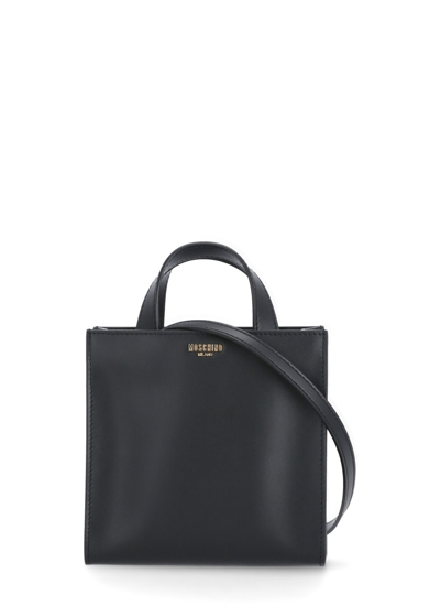 Shop Moschino Leather Shoulder Bag In Black