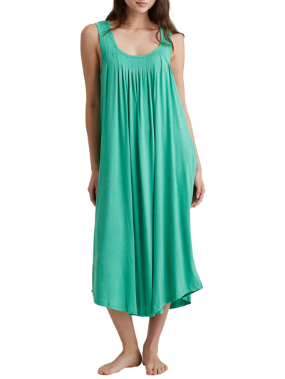 Shop Papinelle Women's Pleated Maxi Modal Knit Nightgown In Green