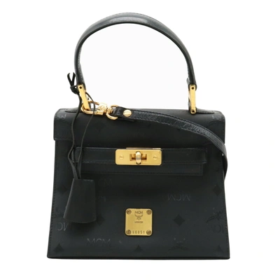 Shop Mcm Visetos Leather Shoulder Bag () In Black