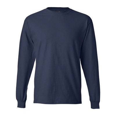 Shop Hanes Beefy-t Long Sleeve T-shirt In Blue