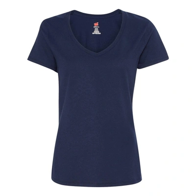 Shop Hanes Perfect-t Womens V-neck T-shirt In Blue