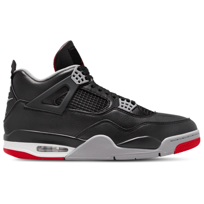 Shop Jordan Mens  Air  4 Retro Rmstd In Black/fire Red/cement Gray