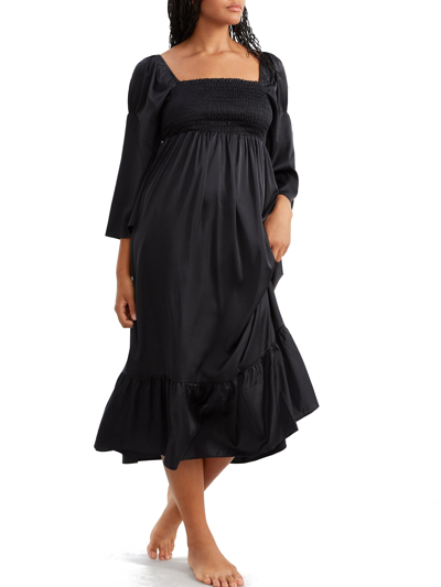 Shop Bare Women's The Elegant Satin Nightgown In Black