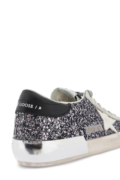 Shop Golden Goose Glitter Super-star Sneakers In Purple,grey
