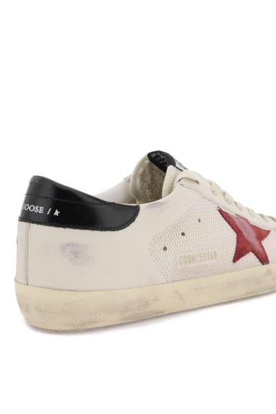 Shop Golden Goose "leather And Mesh Super-star Double Quarter Sne In White,red,black