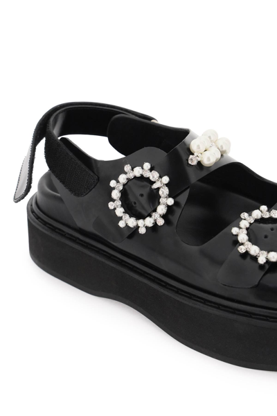 Shop Simone Rocha Platform Sandals With Pearls And Crystals In Black
