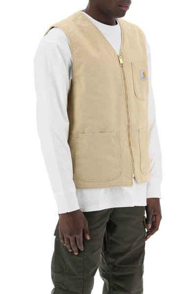 Shop Carhartt Arbor Cotton Canvas Vest In Beige