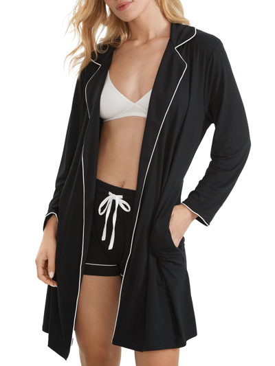 Shop Bare Women's The Cooling Piped Robe In Black