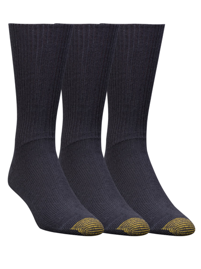 Shop Gold Toe Men's Fluffies Crew Socks 3-pack In Black