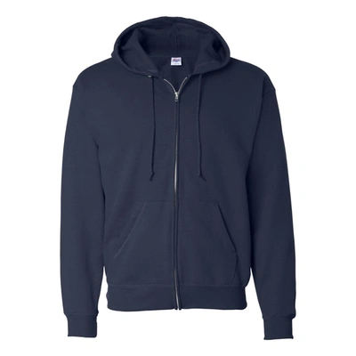 Shop Hanes Ecosmart Full-zip Hooded Sweatshirt In Blue
