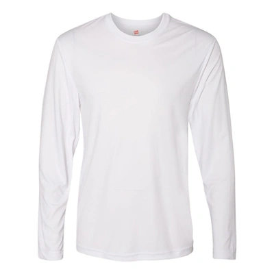 Hanes Cool Dri Long Sleeve Performance T-shirt In White