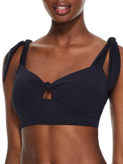 Sunsets Black Lily Wire-free Bralette Bikini Top In Black