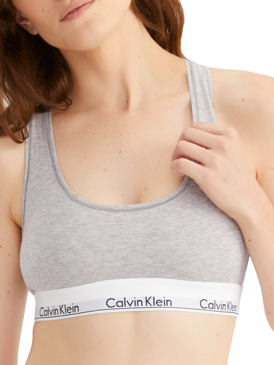 Shop Calvin Klein Women's Modern Cotton Racerback Bralette In Grey