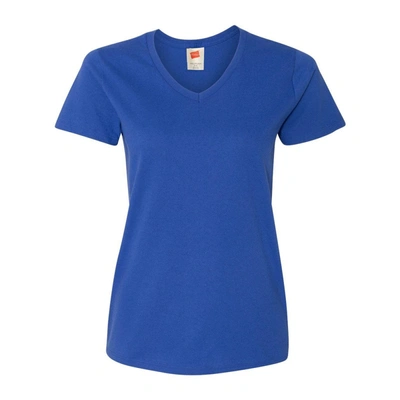 Shop Hanes Essential-t Womens V-neck T-shirt In Blue