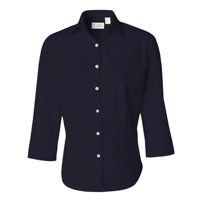 Shop Van Heusen Women's Three-quarter Sleeve Baby Twill Shirt In Blue