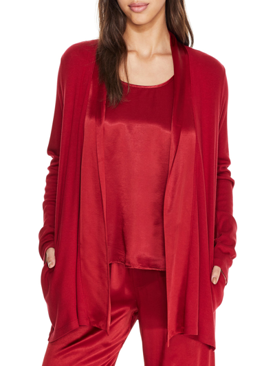 Shop Pj Harlow Women's Shelby Knit Lounge Cardigan Wrap In Red