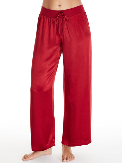 Shop Pj Harlow Women's Jolie Satin Lounge Pants In Red