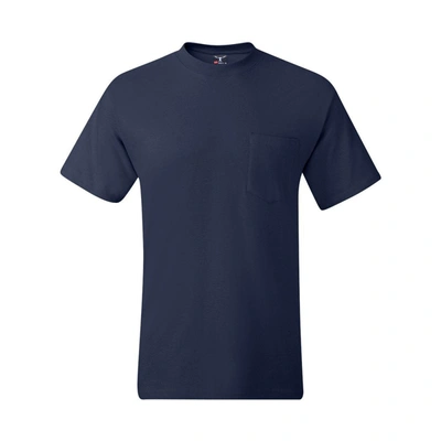 Shop Hanes Beefy-t Pocket T-shirt In Blue
