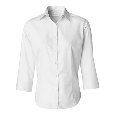 Shop Van Heusen Women's Three-quarter Sleeve Baby Twill Shirt In White