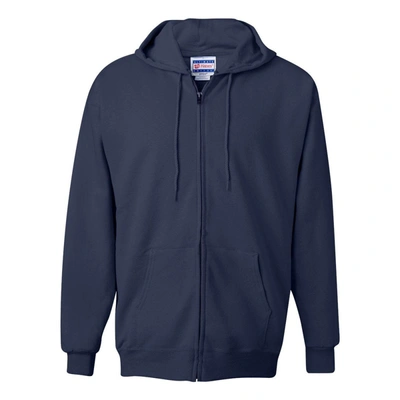 Shop Hanes Ultimate Cotton Full-zip Hooded Sweatshirt In Blue