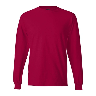 Shop Hanes Beefy-t Long Sleeve T-shirt In Silver