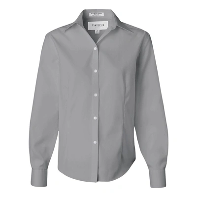 Shop Van Heusen Women's Non-iron Pinpoint Oxford Shirt In Grey